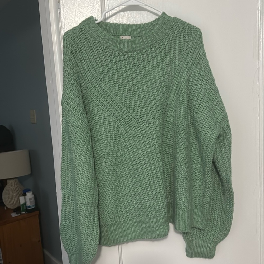 a new day Mint Green Chunky Knit Crewneck Sweater